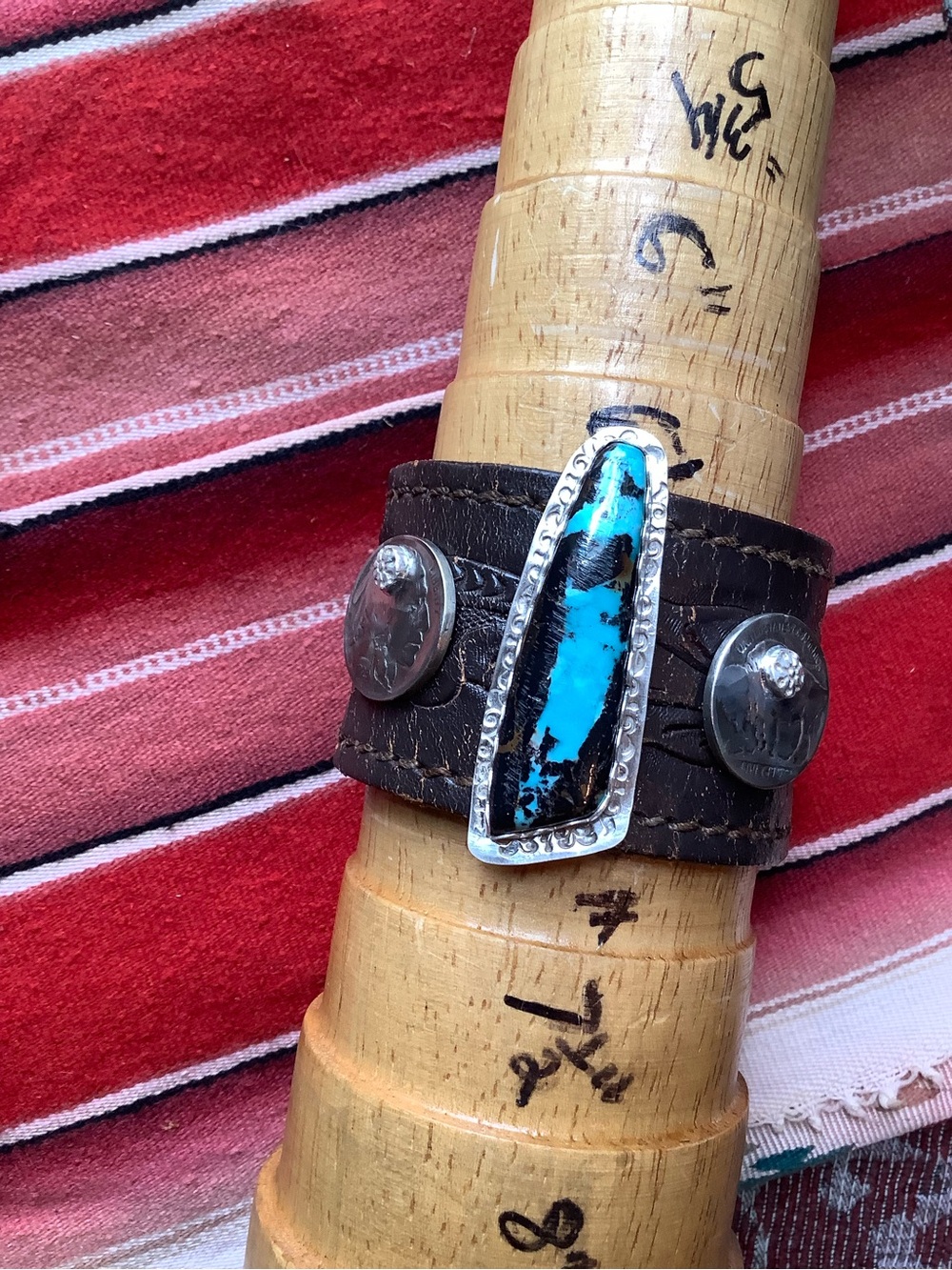 Turquoise/sterling/ nickels cuff, up to 6 3/4” wrist - Picture 9 of 10